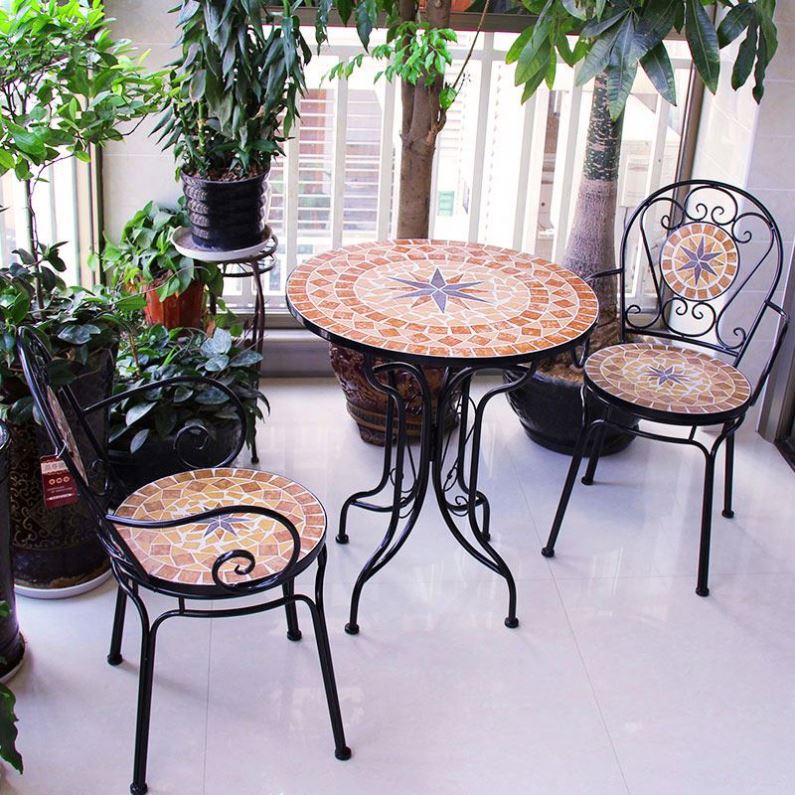 Small mosaic online table and chairs