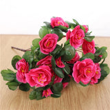 7 Branch/Bouquet Artificial Red Azalea Flowers