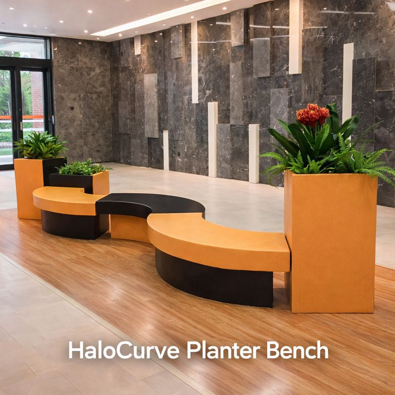 HaloCurve Fiberglass Planter Bench