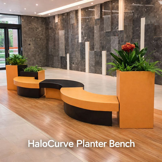 HaloCurve Fiberglass Planter Bench