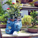 Denim Floral Pants Flower Pots