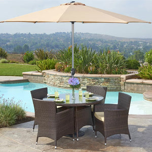 Daxton Outdoor Umbrella Rattan Table And Chair