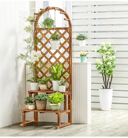 Multi Level Wooden Flower Rack
