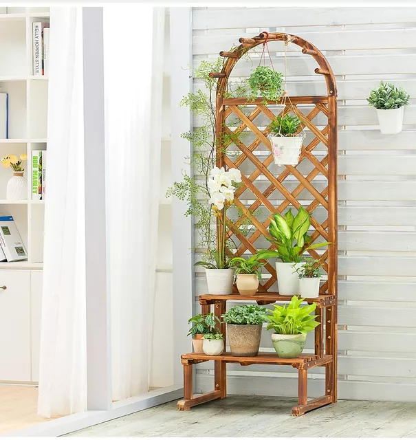 Multi Level Wooden Flower Rack