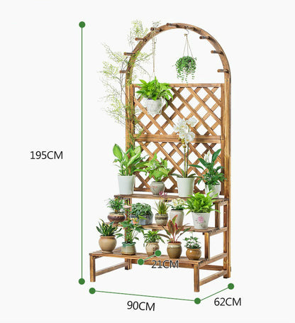 Multi Level Wooden Flower Rack