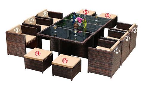 Asenka Large Rattan Table And Chair Set