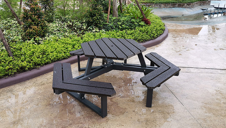 outdoor table and bench set