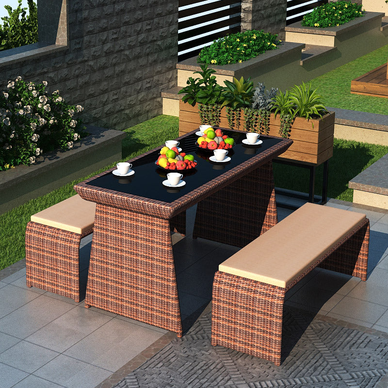 Outdoor Rattan Bench Set