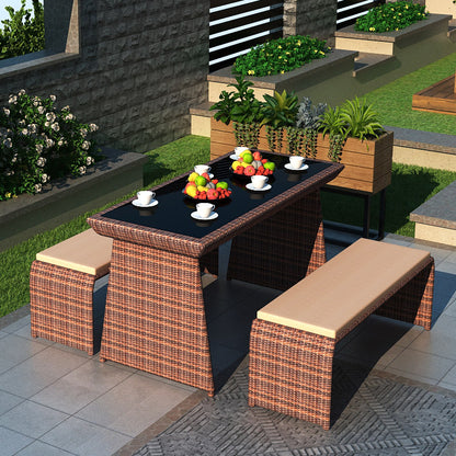 Outdoor Rattan Bench Set