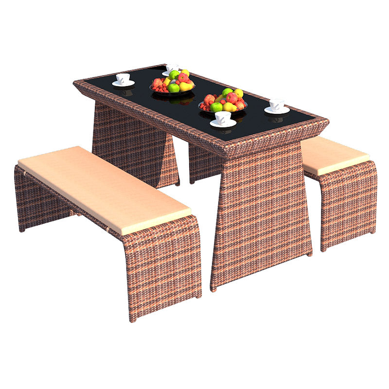 Outdoor Rattan Bench Set