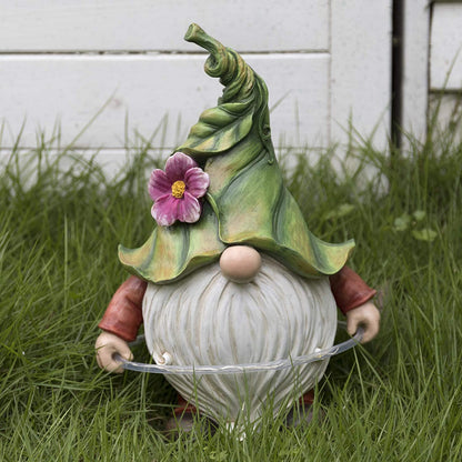 Solar Powered Garden Gnome Statue with LED Light - Weatherproof Outdoor Garden Decoration for Patio, Lawn & Landscape