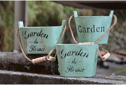 Hanging Wooden Flower Bucket