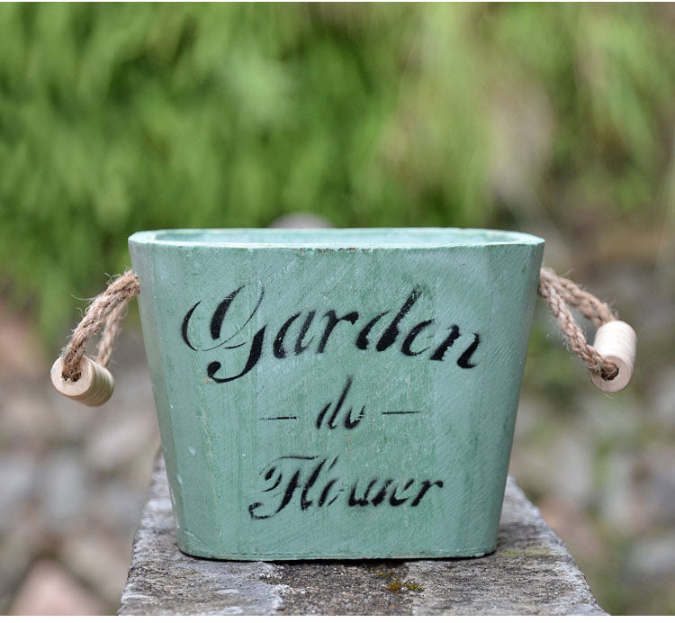 Hanging Wooden Flower Bucket