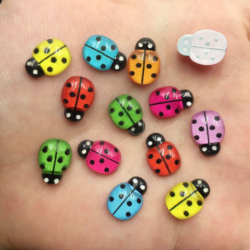 60pcs mix resin Cute Colorful beetle