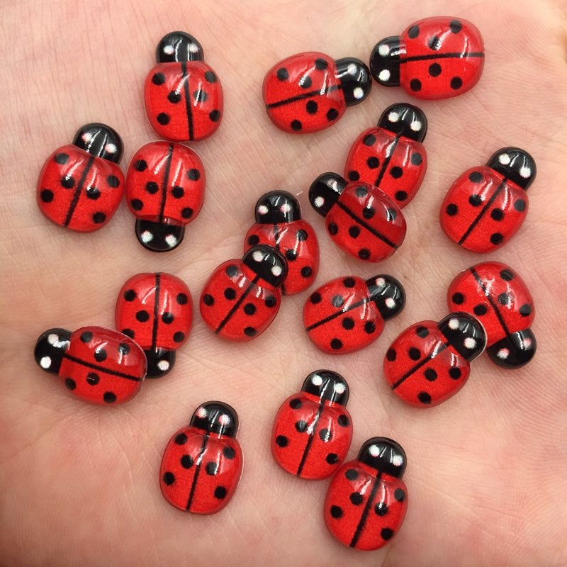 60pcs Resin Cute Colorful Beautiful Red Beetle
