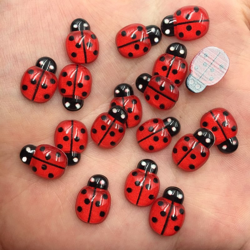 60pcs Resin Cute Colorful Beautiful Red Beetle