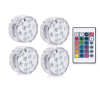 Battery Operated 10 leds RGB Led Submersible Swimming Pool Light