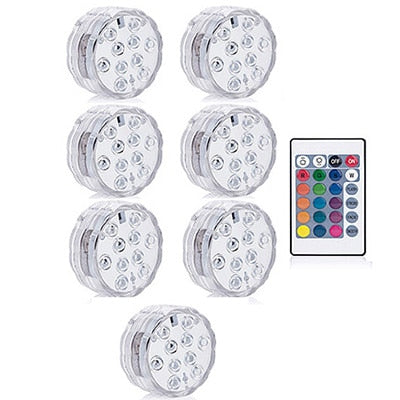 Battery Operated 10 leds RGB Led Submersible Swimming Pool Light