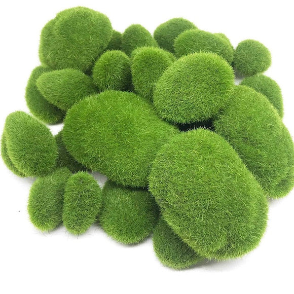 Artificial Moss Rocks, Artificial Moss Stones Green 5 Size Resin Flocked  Moss For Aquarium 