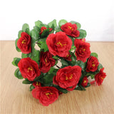 7 Branch/Bouquet Artificial Red Azalea Flowers