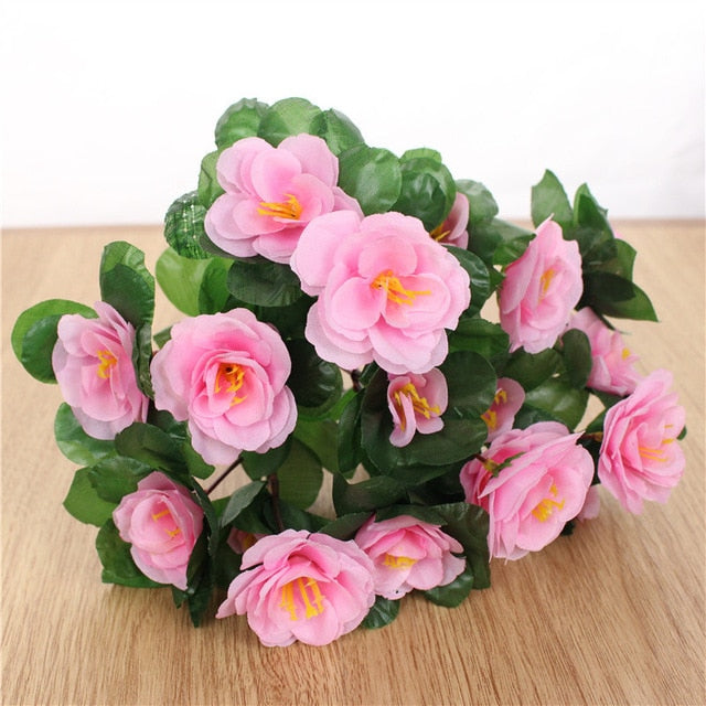 7 Branch/Bouquet Artificial Red Azalea Flowers