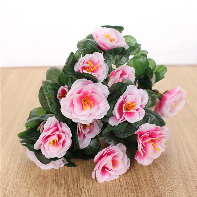 7 Branch/Bouquet Artificial Red Azalea Flowers