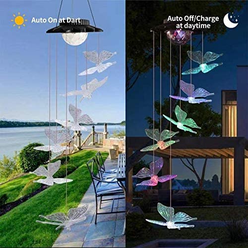 Color Changing Solar Power Wind Chime for Patio Yard Garden