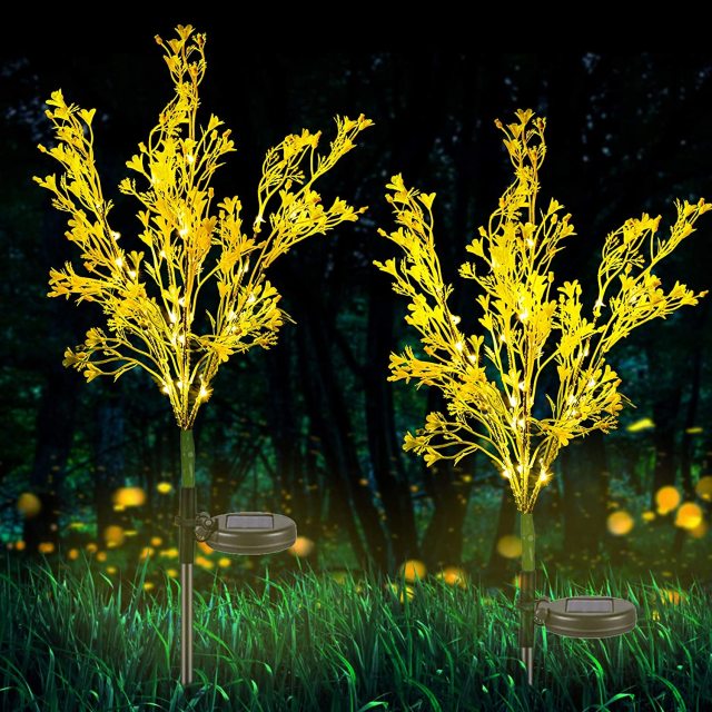 2PCS LED Solar Powered Waterproof Light Sunflower For Outdoor Garden